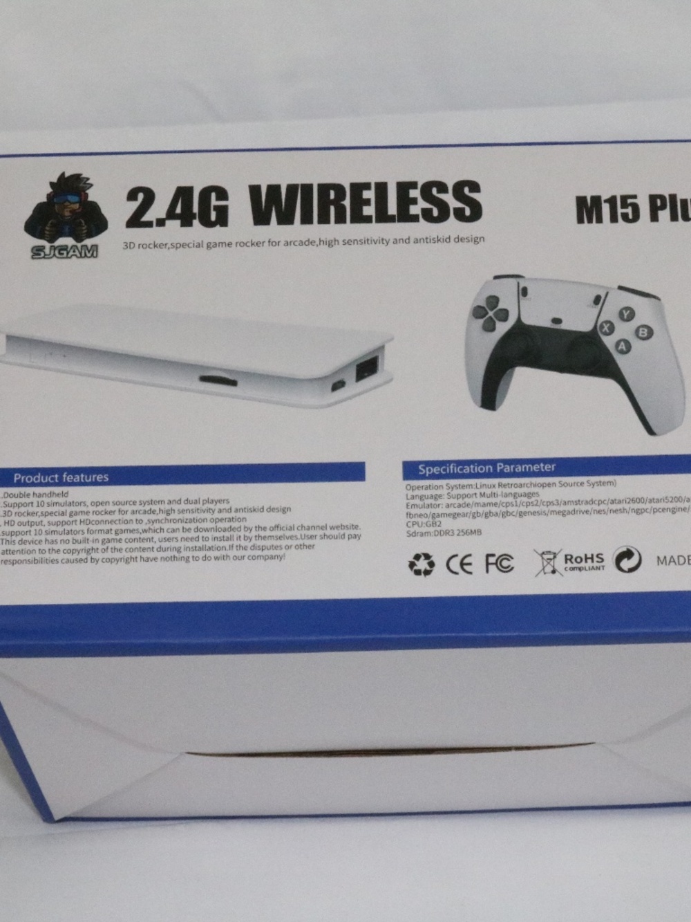 SJ GAM M15 Plus 2.4G Wireless 4K UHD Console, Double Rocker, White
